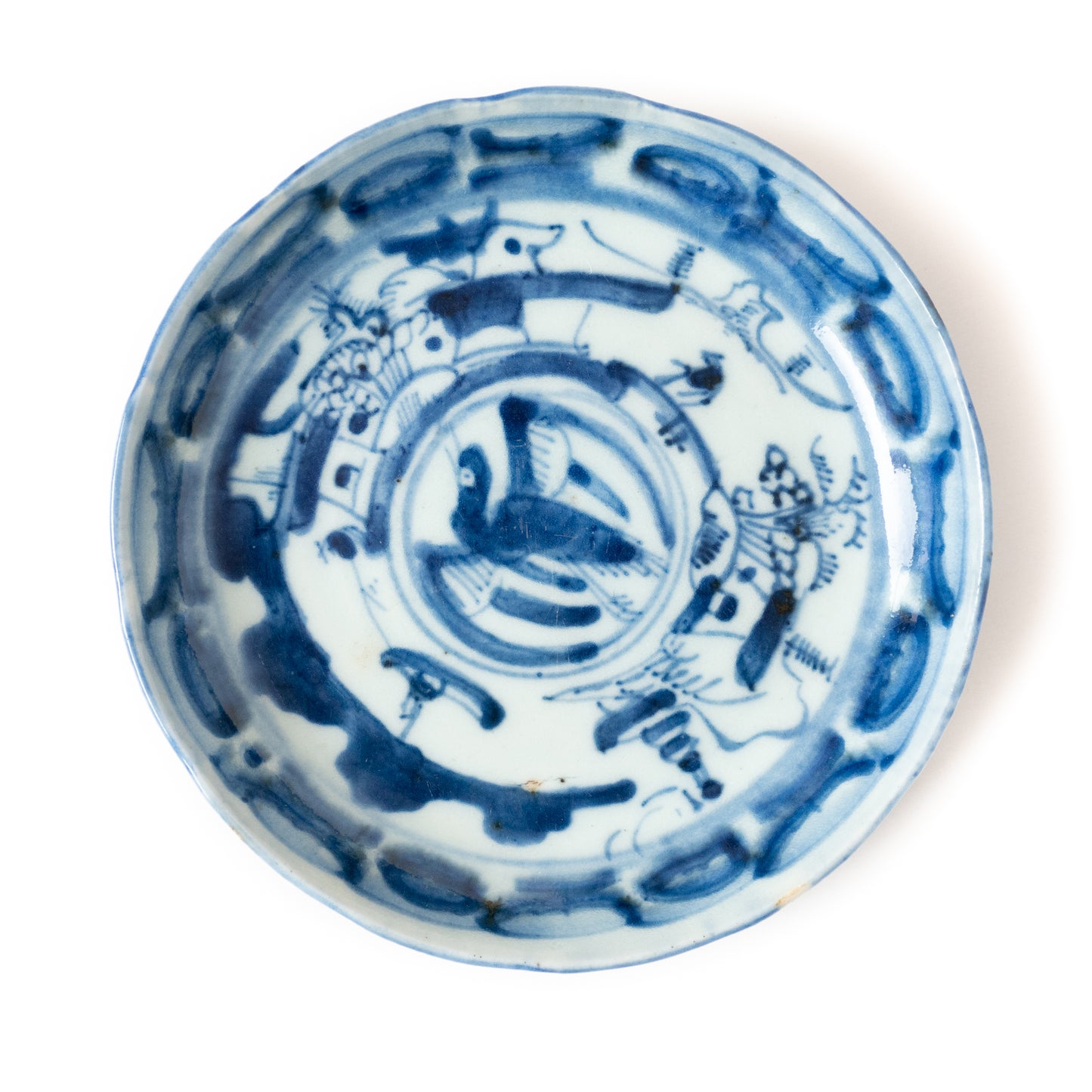 13.6cm Qing Dynasty Bird Plate V