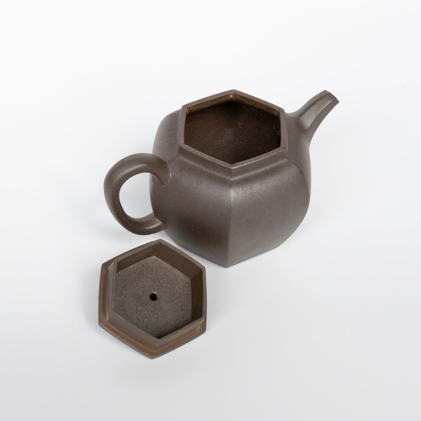130ml Wood Fired Fang Xia - Da Hongni Hexagonal Yixing Teapot