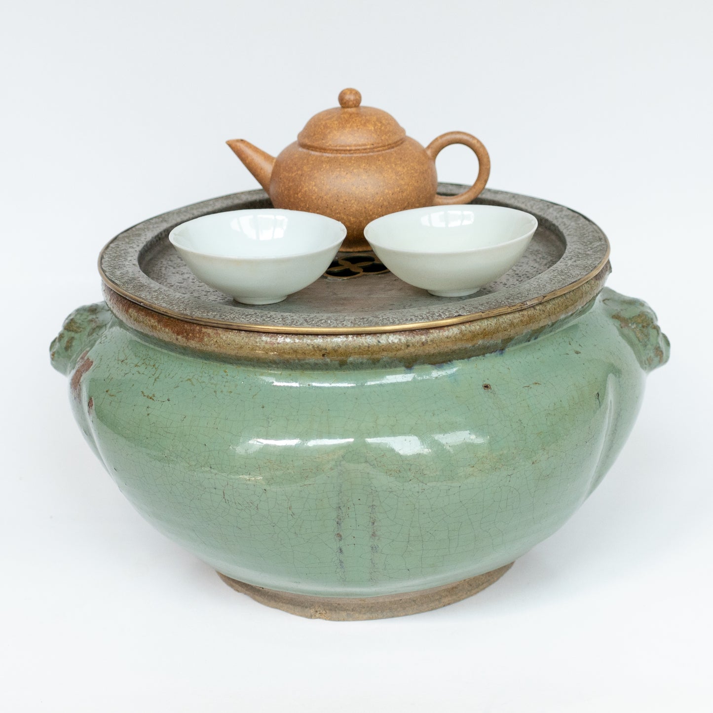 20cm Antique Huaning Handmade Tea Tray