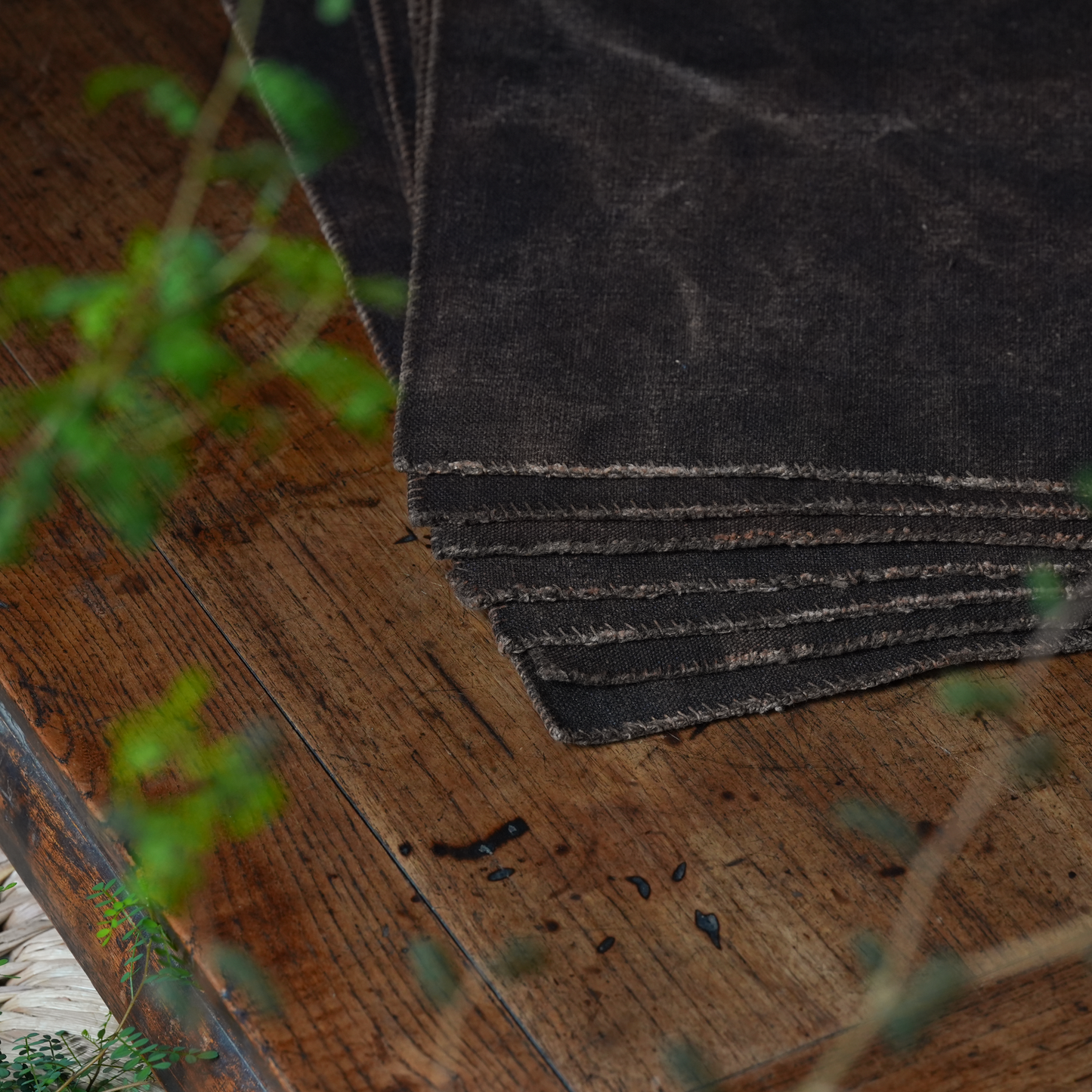 Hand-stitched Persimmon Dyed Tea Mat (Small)
