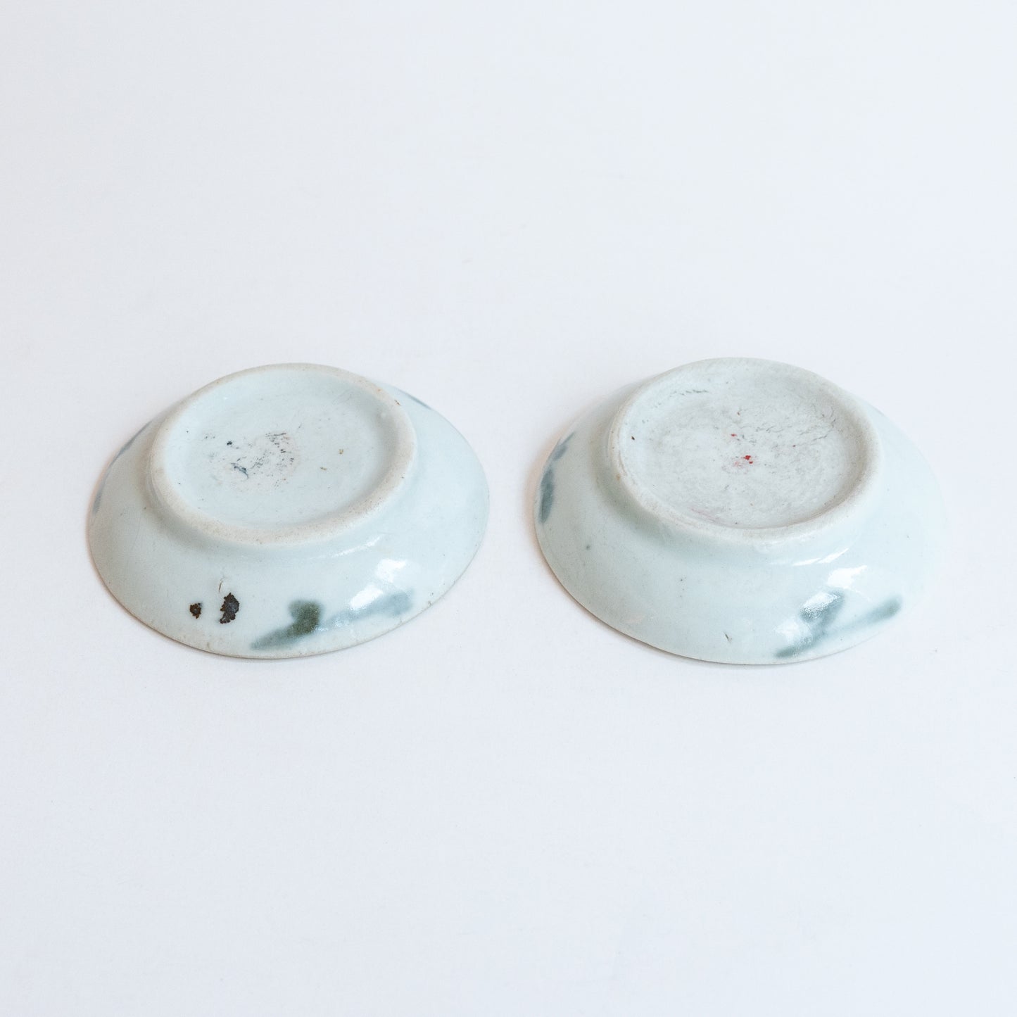 7.5-7.8cm Qing Dynasty Flower Cup Saucers (Pair)