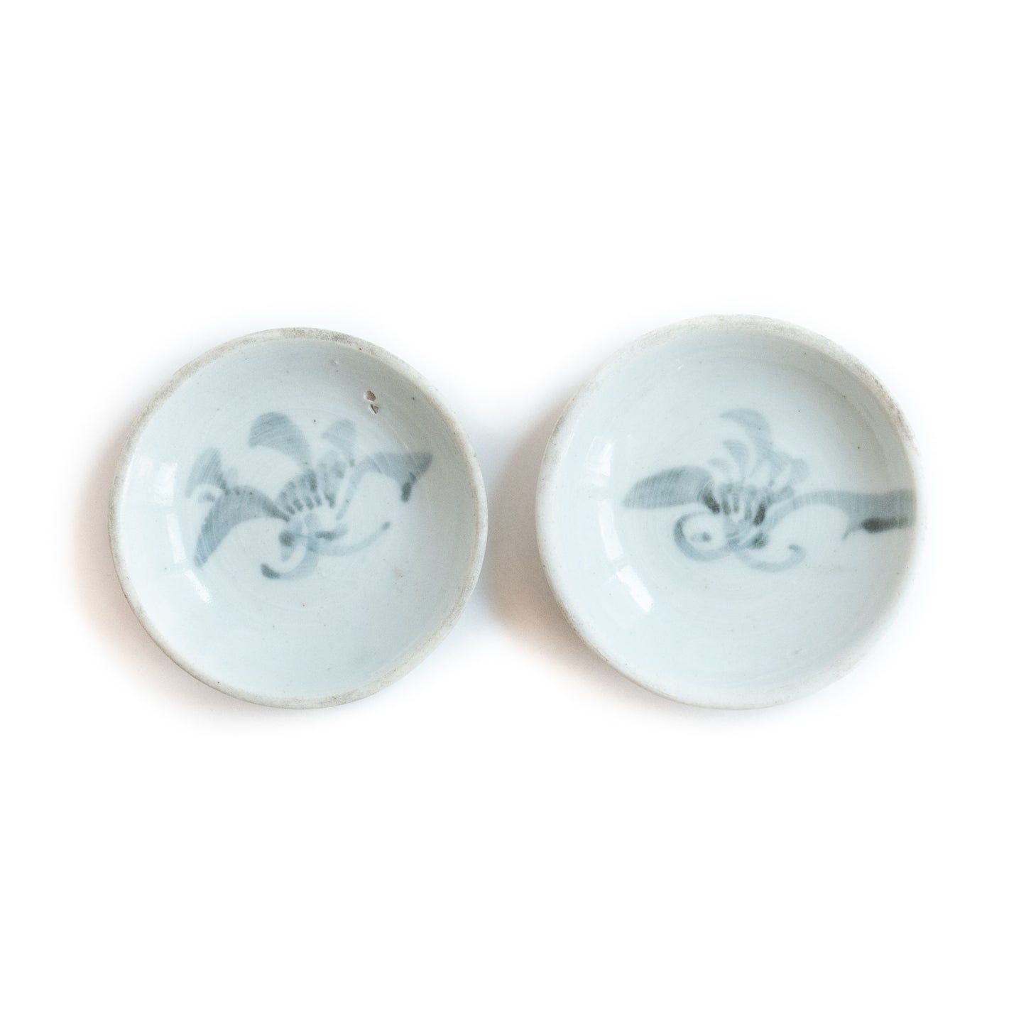 7.5-7.8cm Qing Dynasty Flower Cup Saucers (Pair)