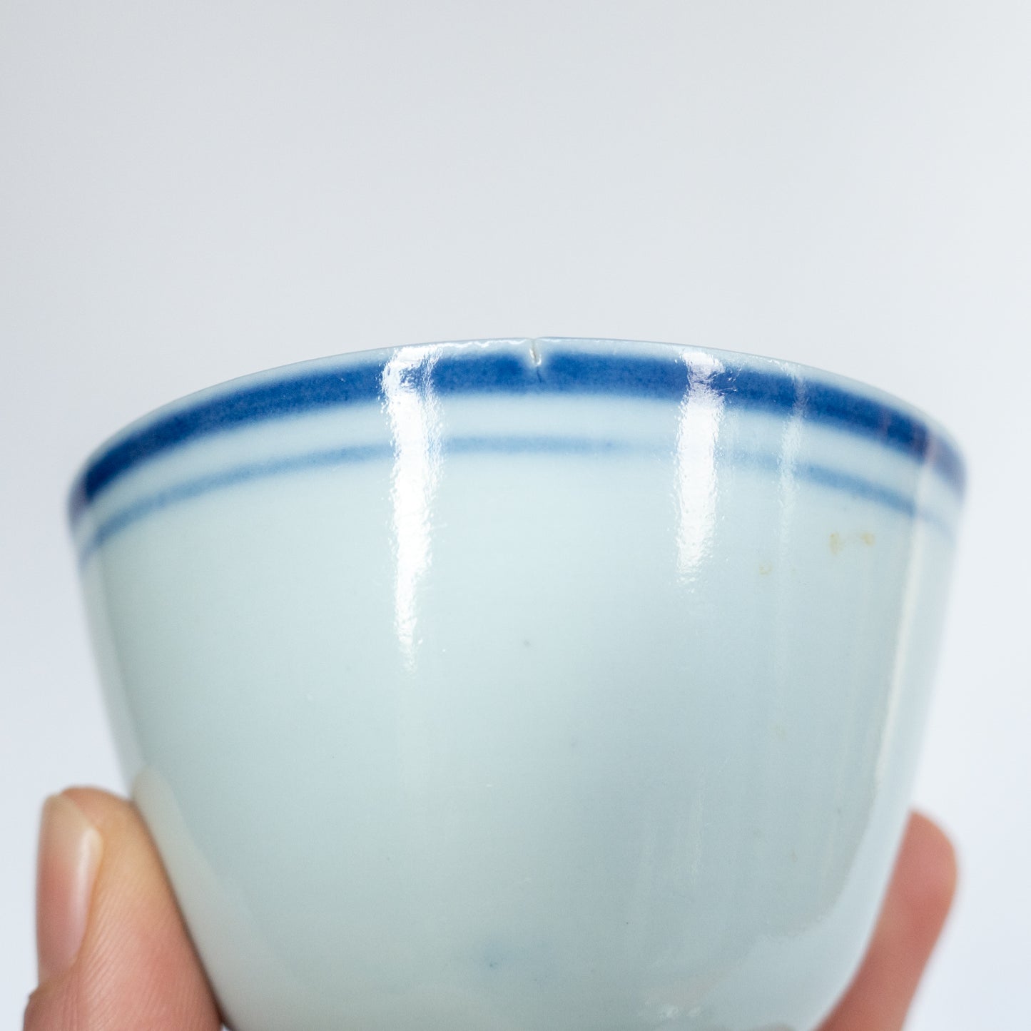 80-90ml Late Qing Dynasty Large Blue Line Cup