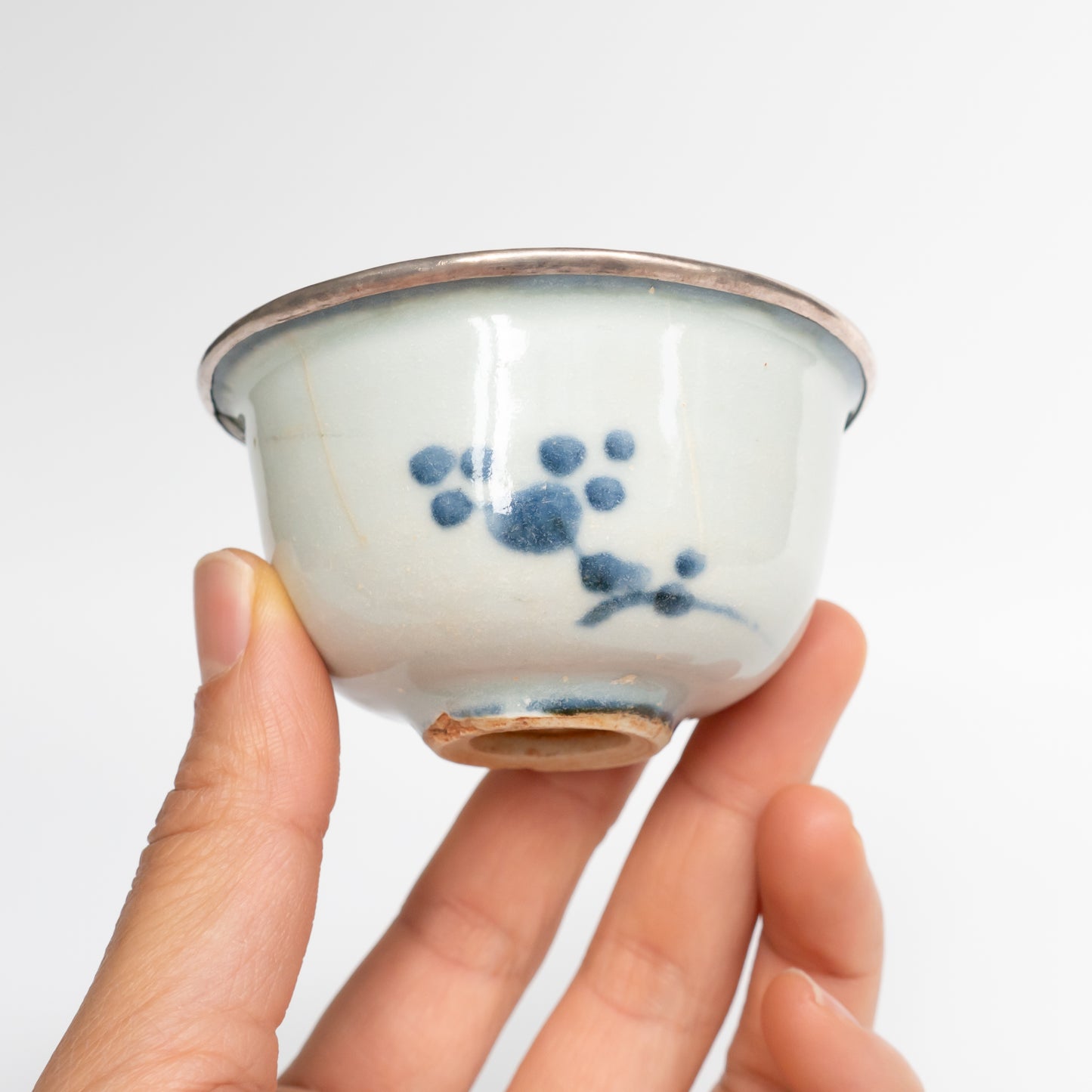 80ml Ming Dynasty Cherry Blossom Teacup (Silver repair)