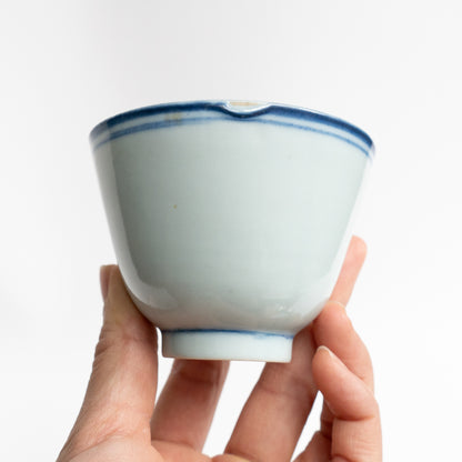 110-115ml Late Qing Dynasty Large Blue Line Cup