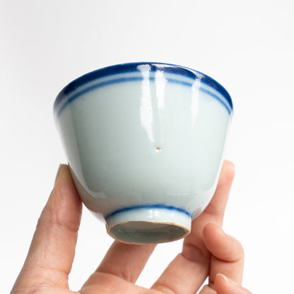 110-115ml Late Qing Dynasty Large Blue Line Cup