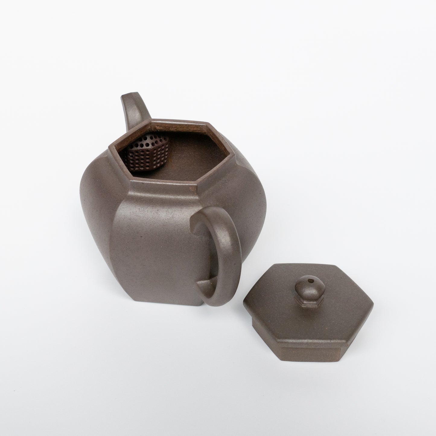 130ml Wood Fired Fang Xia - Da Hongni Hexagonal Yixing Teapot