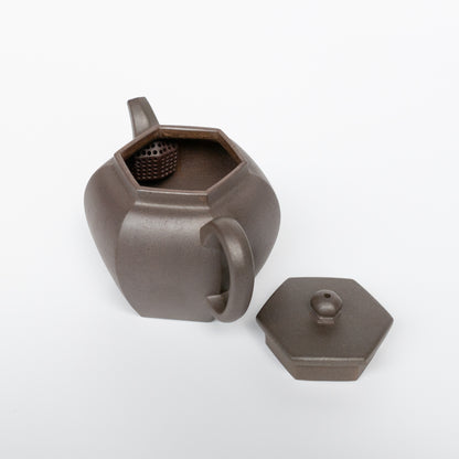 130ml Wood Fired Fang Xia - Da Hongni Hexagonal Yixing Teapot