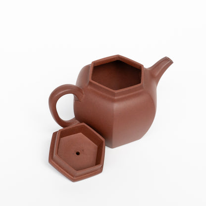 130ml Fang Xia -  Da Hongni Hexagonal Yixing Teapot