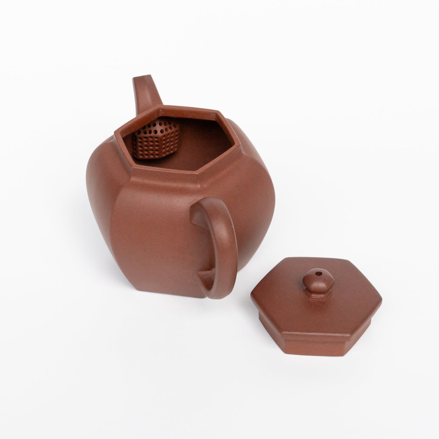 130ml Fang Xia -  Da Hongni Hexagonal Yixing Teapot