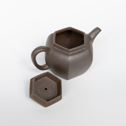 130ml Wood Fired Fang Xia - Da Hongni Hexagonal Yixing Teapot