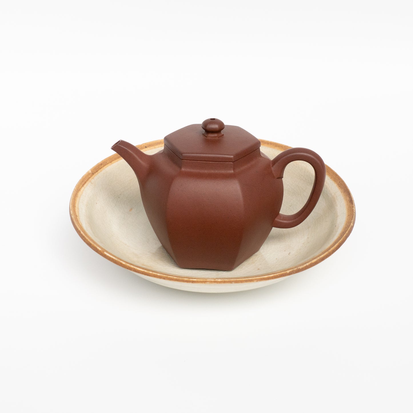 130ml Fang Xia -  Da Hongni Hexagonal Yixing Teapot