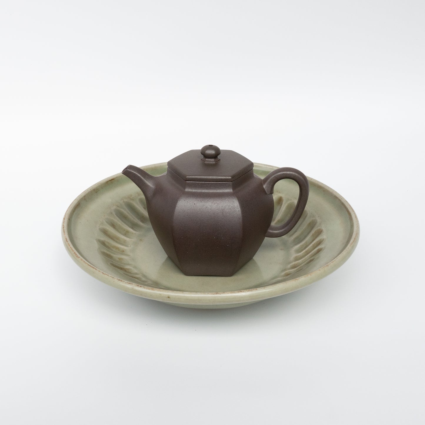 130ml Wood Fired Fang Xia - Da Hongni Hexagonal Yixing Teapot