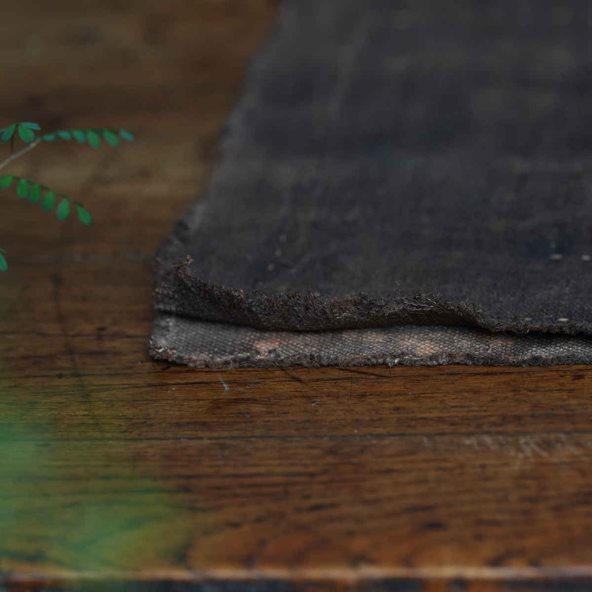 Hand-stitched Persimmon Dyed Tea Mat (Concentric Rectangle Stiching)