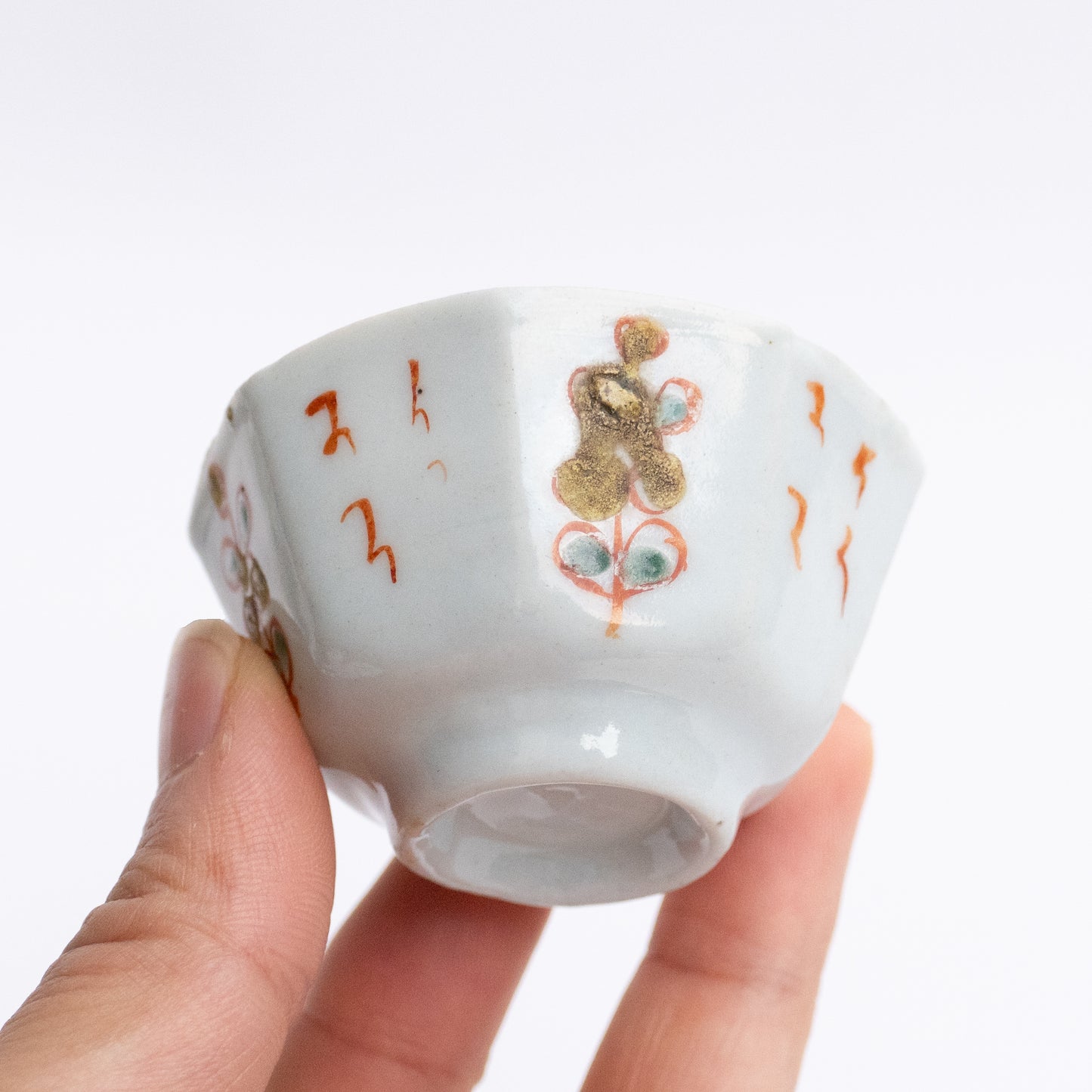 25-35ml Qing Dynasty Hexagonal Color Painted Cup