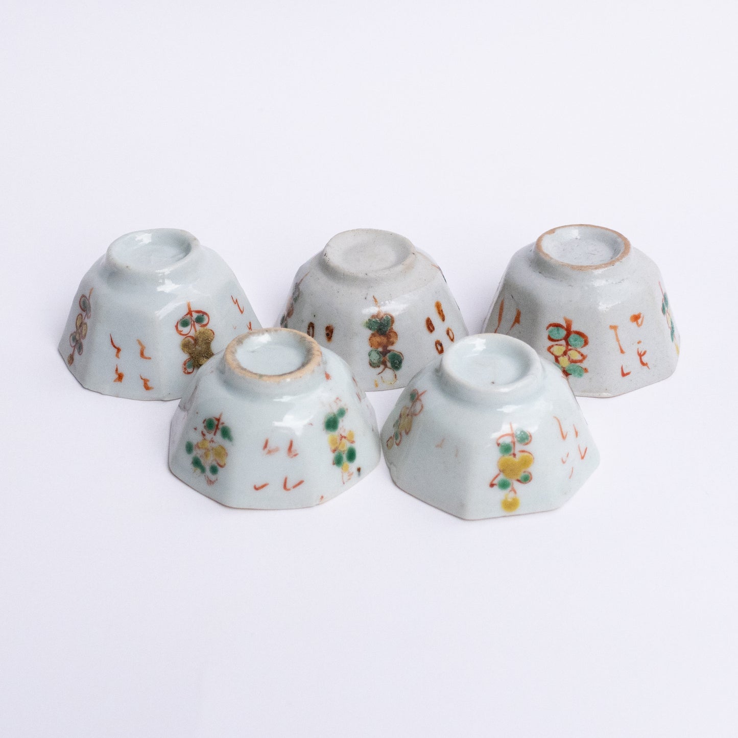 25-35ml Qing Dynasty Hexagonal Color Painted Cup