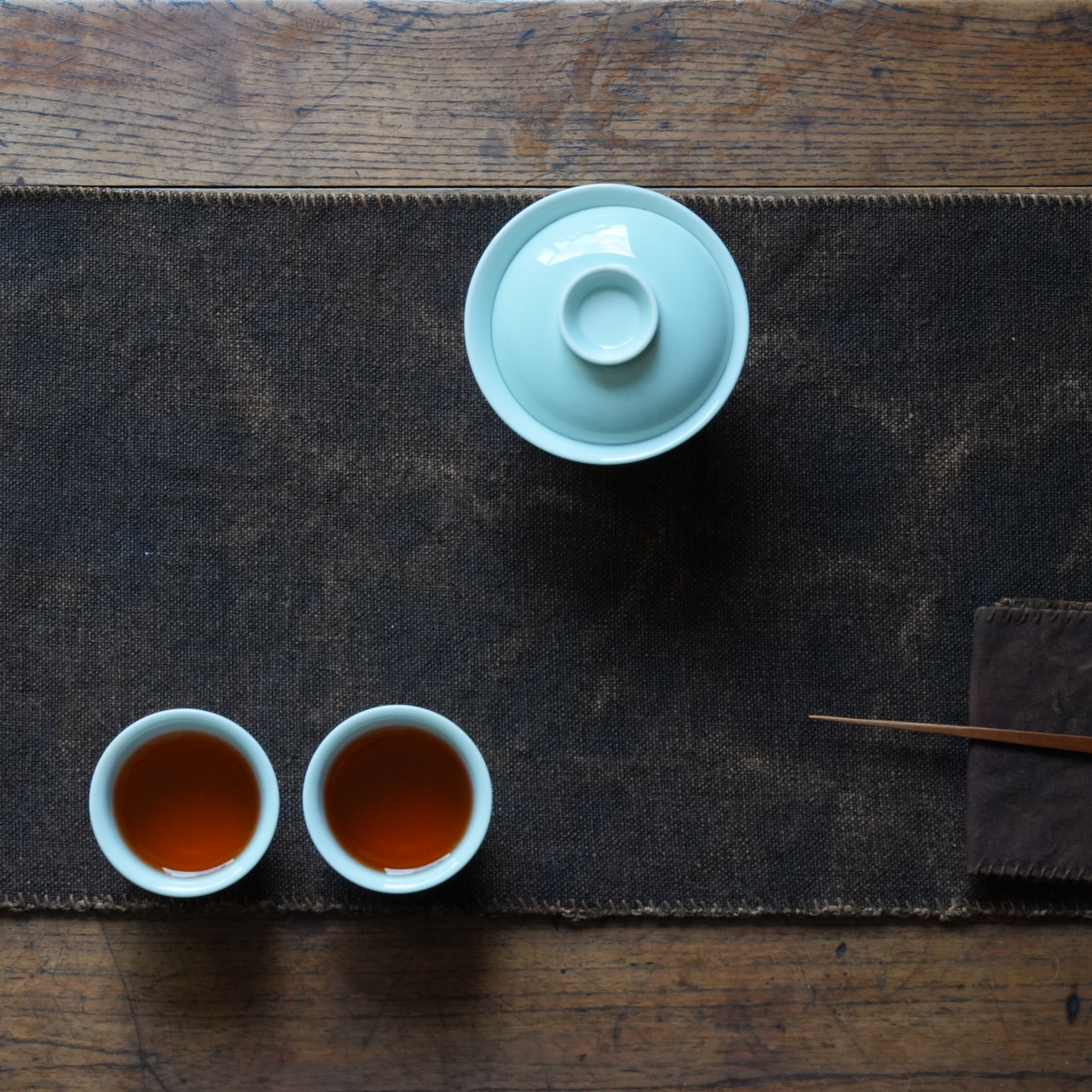 Hand-stitched Persimmon Dyed Tea Mat (Small)