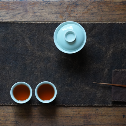 Hand-stitched Persimmon Dyed Tea Mat (Small)