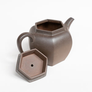 130ml Wood Fired Fang Xia - Da Hongni Hexagonal Yixing Teapot