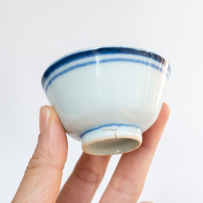 40-50ml Late Qing Dynasty Large Blue Line Cup