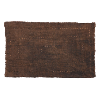 Hand-stitched Persimmon Dyed Tea Mat (Concentric Rectangle Stiching)