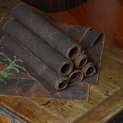 Hand-stitched Persimmon Dyed Tea Mat (Large)