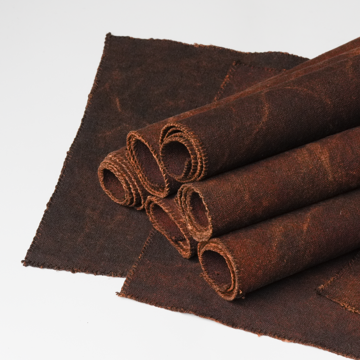 Hand-stitched Persimmon Dyed Tea Mat (Large)