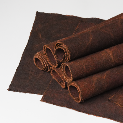 Hand-stitched Persimmon Dyed Tea Mat (Large)