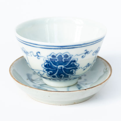 7.5cm Qing Dynasty Flower Cup Saucer