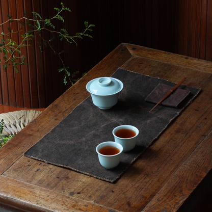 Hand-stitched Persimmon Dyed Tea Mat (Small)
